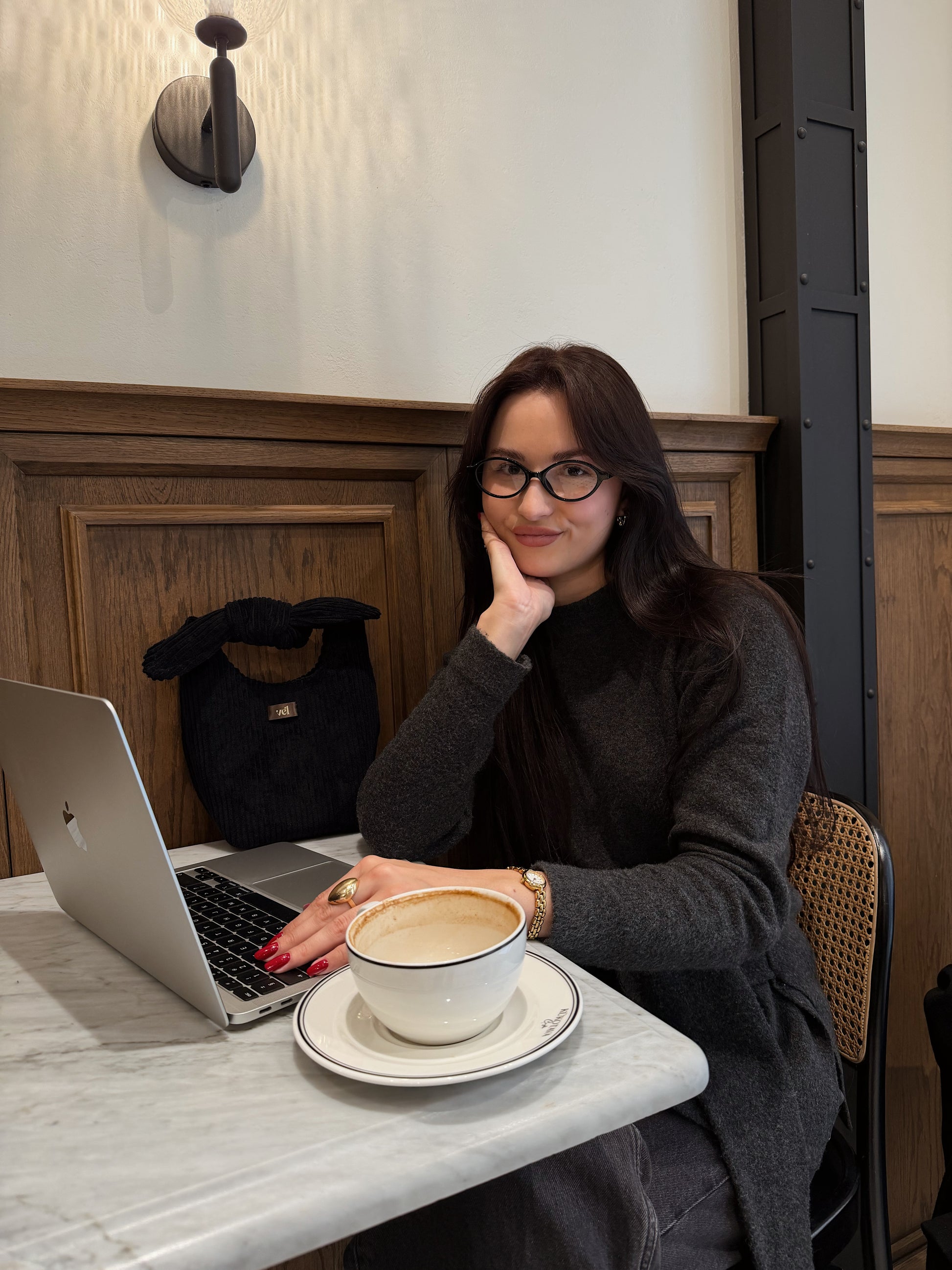 Velveta clutch "vēlme mini" Zili melns