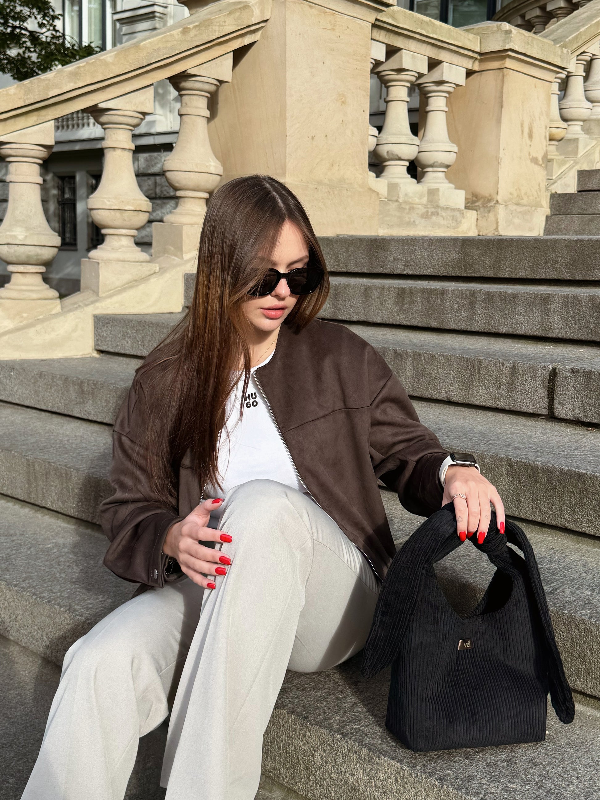 Velveta soma "vēlme" Zili melns